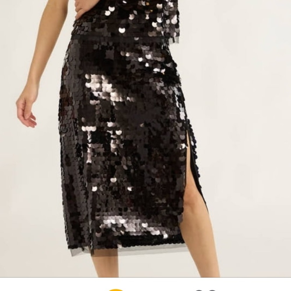 Black Sequin Midi Skirt